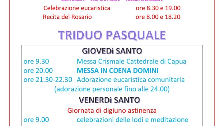 Calendario Settimana Santa 2023