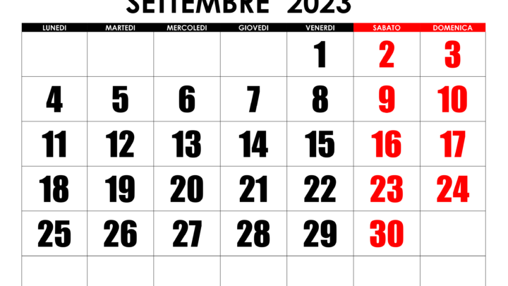 Calendario liturgico pastorale Settembre 2023