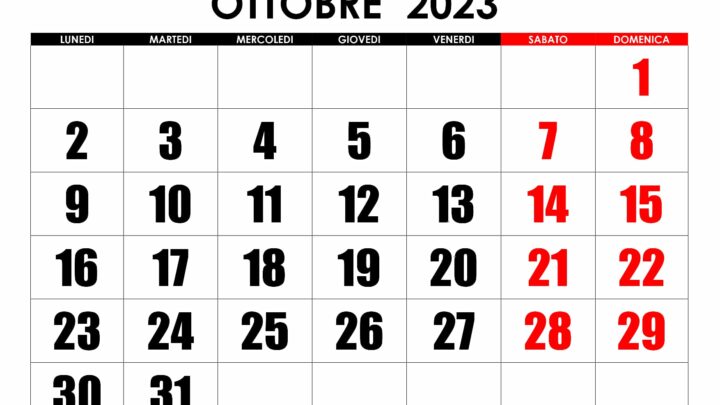 Calendario Liturgico-Pastorale Ottobre 2023