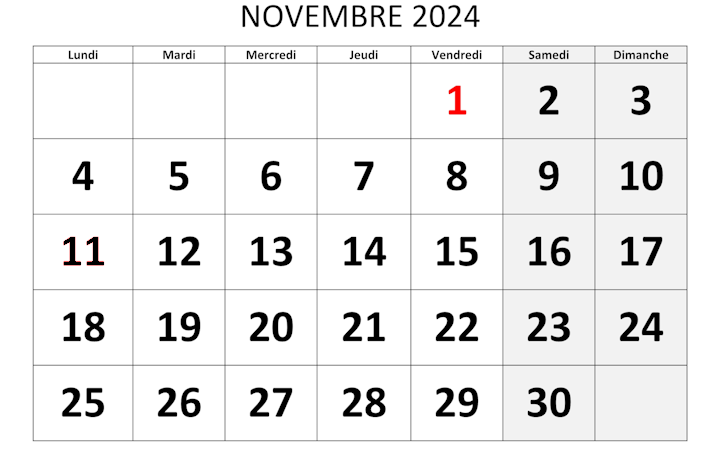 Calendario Liturgico-Pastorale Novembre
